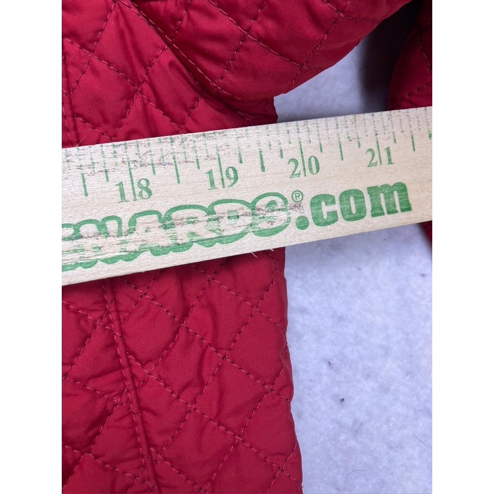Tommy Hilfiger Quilted Jacket Womens Medium Red Corduroy Trim Barn Coat 4758 - Picture 4 of 7